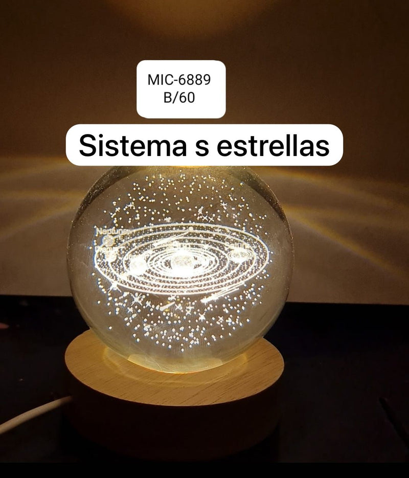 🪐ASTRAL LIGHT🌕LAMPARA ESFERA DE CRISTAL 3D