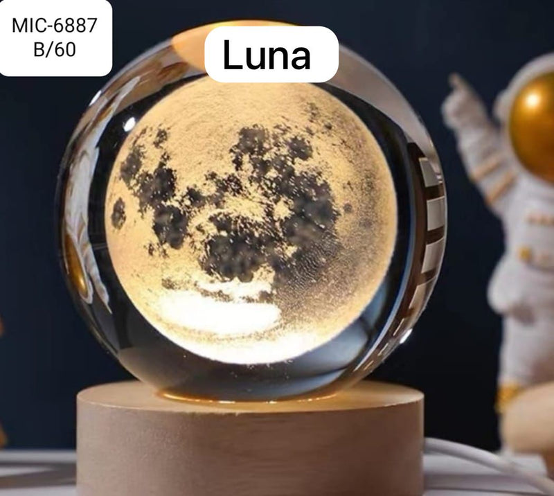 🪐ASTRAL LIGHT🌕LAMPARA ESFERA DE CRISTAL 3D