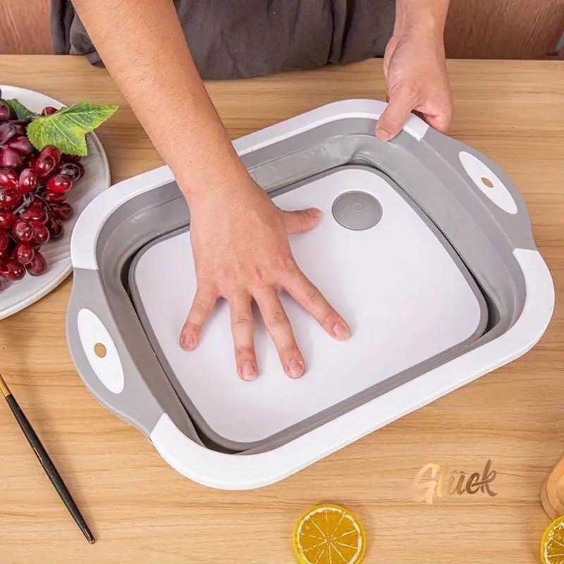 Tabla de Cortar Plegable y Canasta de Almacenamiento para Ahorrar Espacio